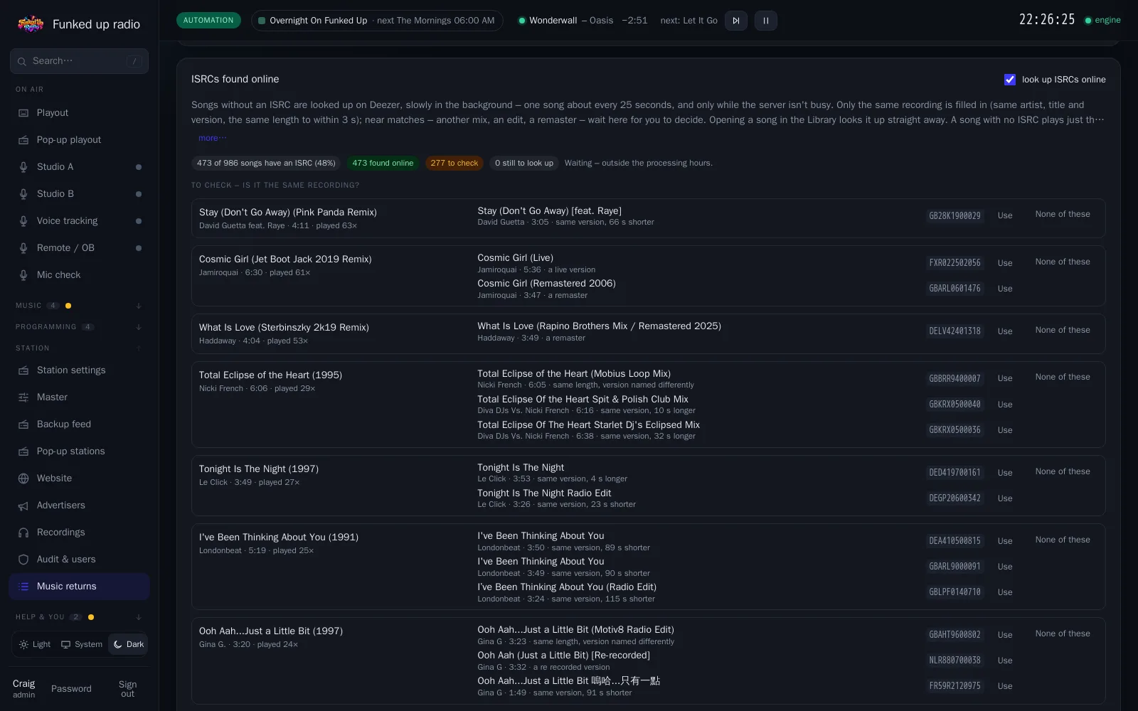 Stationhand's music returns: plays with ISRCs and listener hours ready for PRS for Music and PPL
