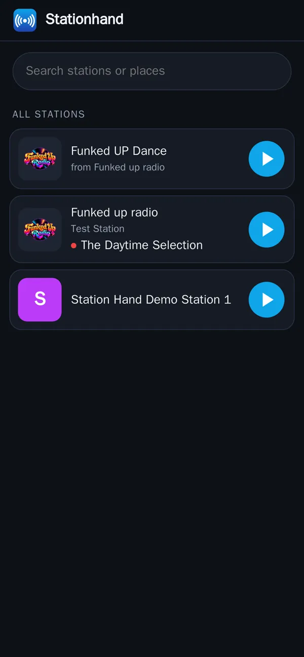The Stationhand listener app