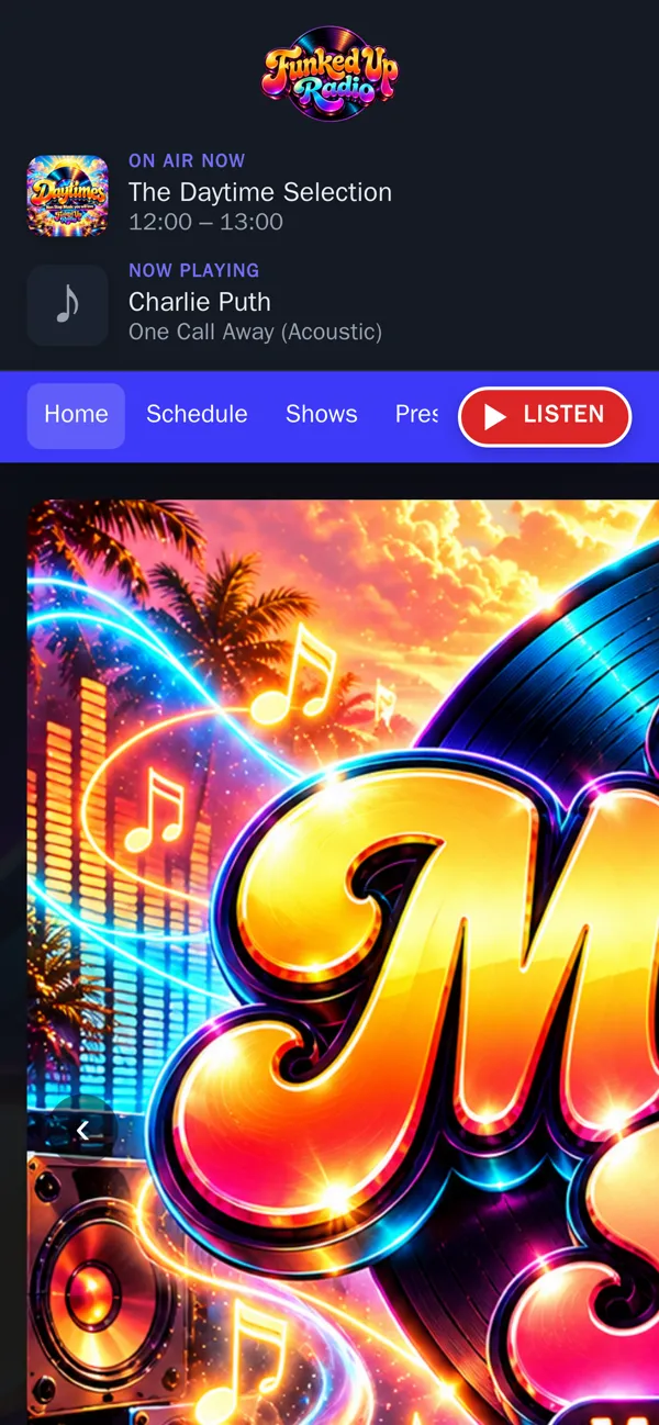 The station website on a phone